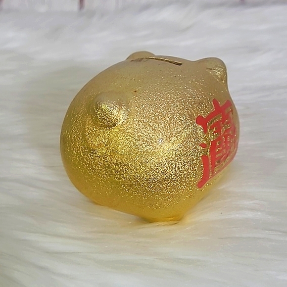 Vintage Chinese Piggy Bank Coin Bank Ceramic Gold Lucky Porcelain Fortune Pig - Picture 8 of 10
